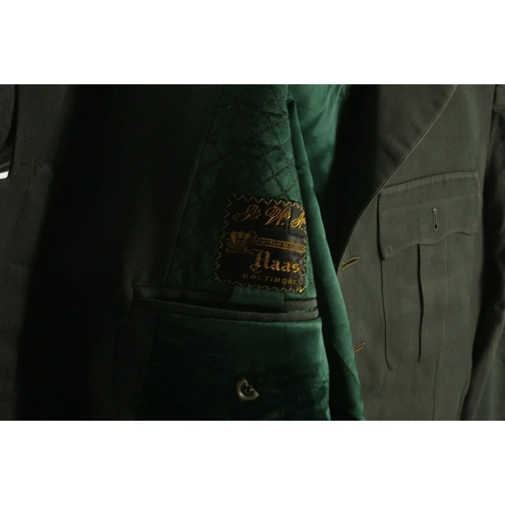 Vintage Naval Sailor‎ Military Coat Green Twill Wool Men's 38R Custom Union Made
